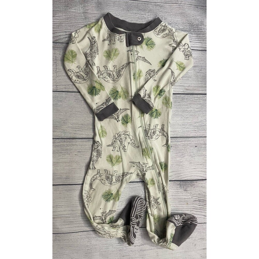 Burts Bees Baby Dinosaurs Footed Sleeper Pajamas (PJs), Size 12 months